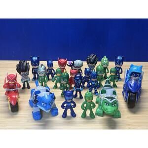 Lot of (24) HASBRO PJ MASK Toy Action Figures and Vehicles